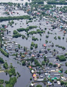 Residential Neighborhood Flooded by a Hurricane